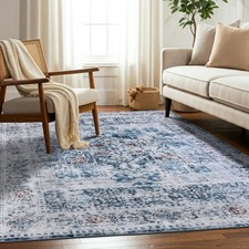 Delara Machine Washable Area Rug Non-Slip Stain Resistant Rug For Bedroom