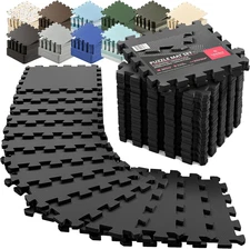 Gym Flooring Set - Interlocking EVA Soft Foam Floor Mat, 18 Pieces Puzzle Rubber