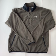 Vintage North Face Brown Snap Fleece Pullover Made In USA XL