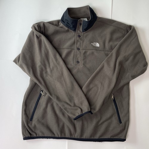 Vintage North Face Brown Snap Fleece Pullover Made In USA XL