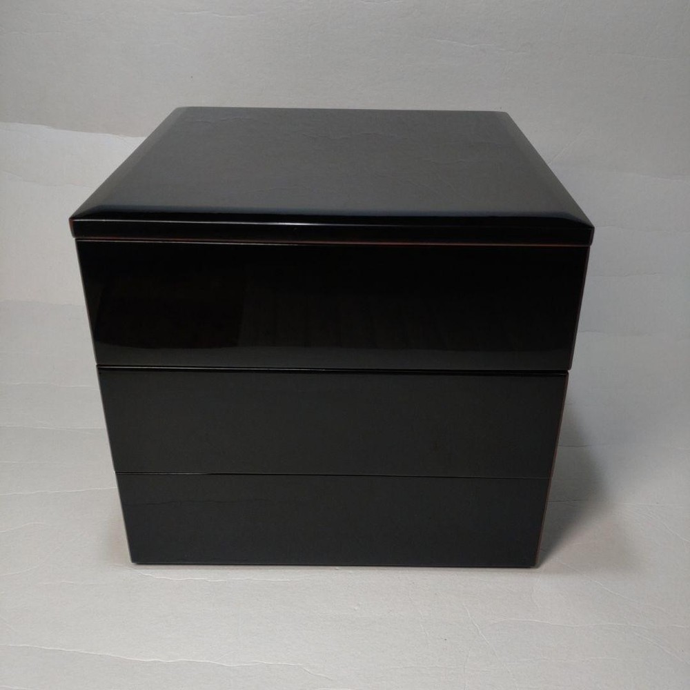 Jubako Bento Box Japanese Echizen lacquer by artist Hideaki Yamamoto Black lacqu