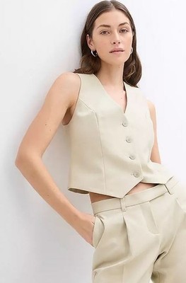 FREEMANS Tailored V-Neck Weste in Beige UK 26 Plus (fmn74-22)
