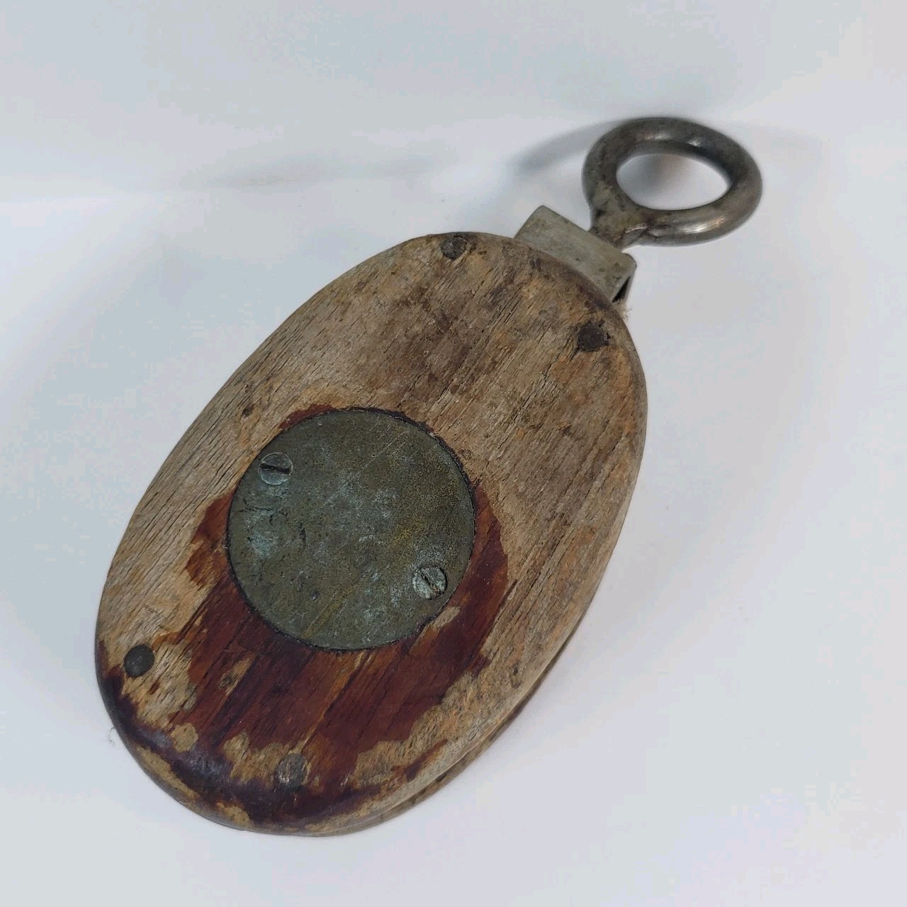 Vintage Hardwood Sailboat Block With Beckett Nautical Marine