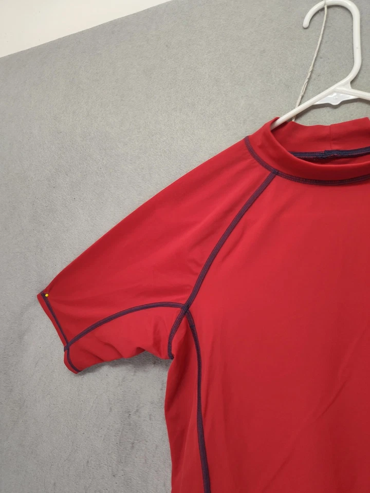 Lands End Rash Guard 衬衫 儿童 大号 14-16 红色 Swim0 尼龙氨纶 夏季 — 第 2/4 张图片