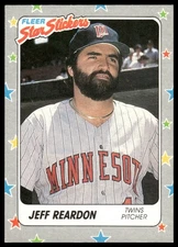 Jeff Reardon 1988 Fleer Star Stickers #46 Minnesota Twins