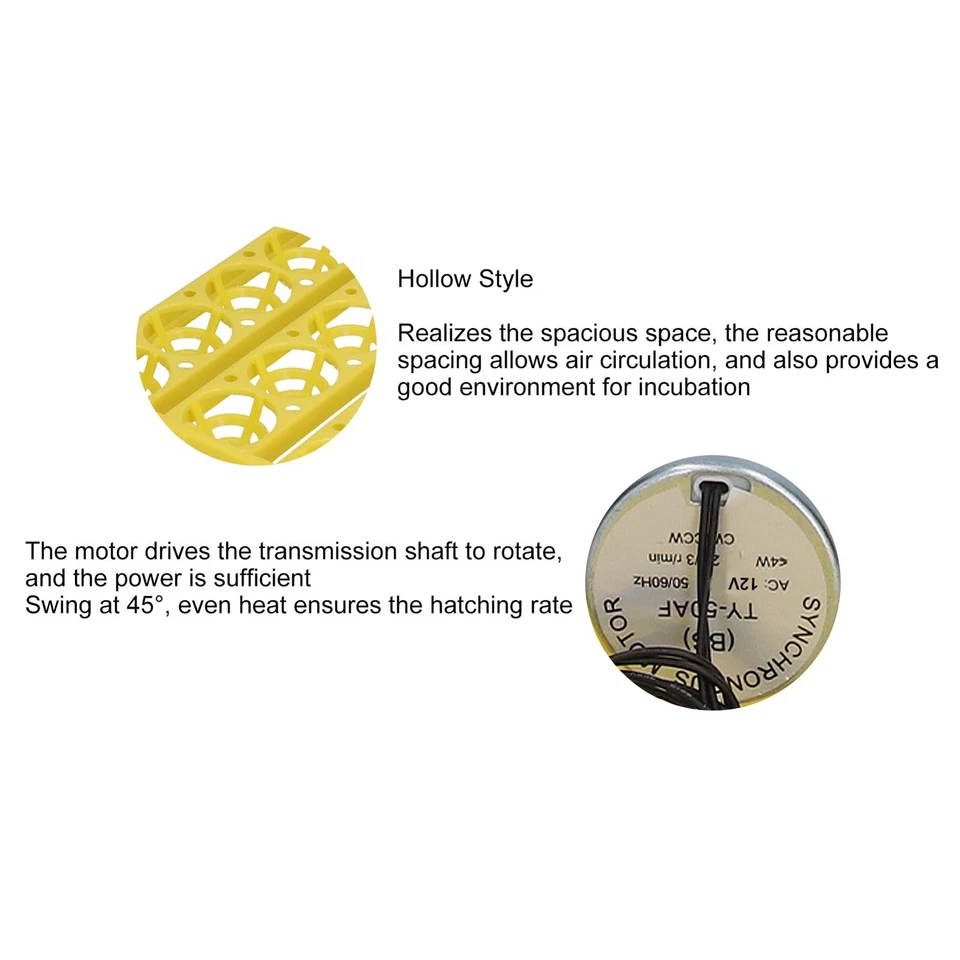 Turner automático de huevos, 32 huevos mini incubadora incubadora bandeja giratoria de huevos de plástico... Foto 3 de 4