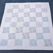 Vintage Beautiful Quilt Different Pieces Hand Woven size 85x75 inches
