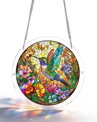 Acrylic Jigsaw Puzzle Suncatcher - Hummingbird Bloom, Acrylic Jigsaw Puzzle Gift