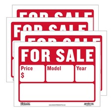 BAZIC For Sale Sign Car Auto Sales 9"X12" 2-Line , 4-Pack, 2-line 