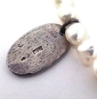 Vtg Signed Mimi Sterling Silver Fleur de Lis Pendant Side Hoop Pearl Necklace — photo 3