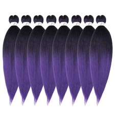 Purple Braiding Hair Pre Stretched 14in 8 Packs Kids Yaki Synthetic