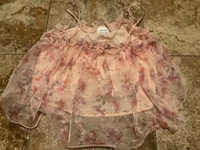 WILLOW AND ROOT FLORAL CHIFFON CROPPED CAMI ( SIZE L )