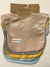 Tiny Twinkle Easy Bib 5-Pack Neutral Colors Age 6-24 Month Waterproof Mess Free