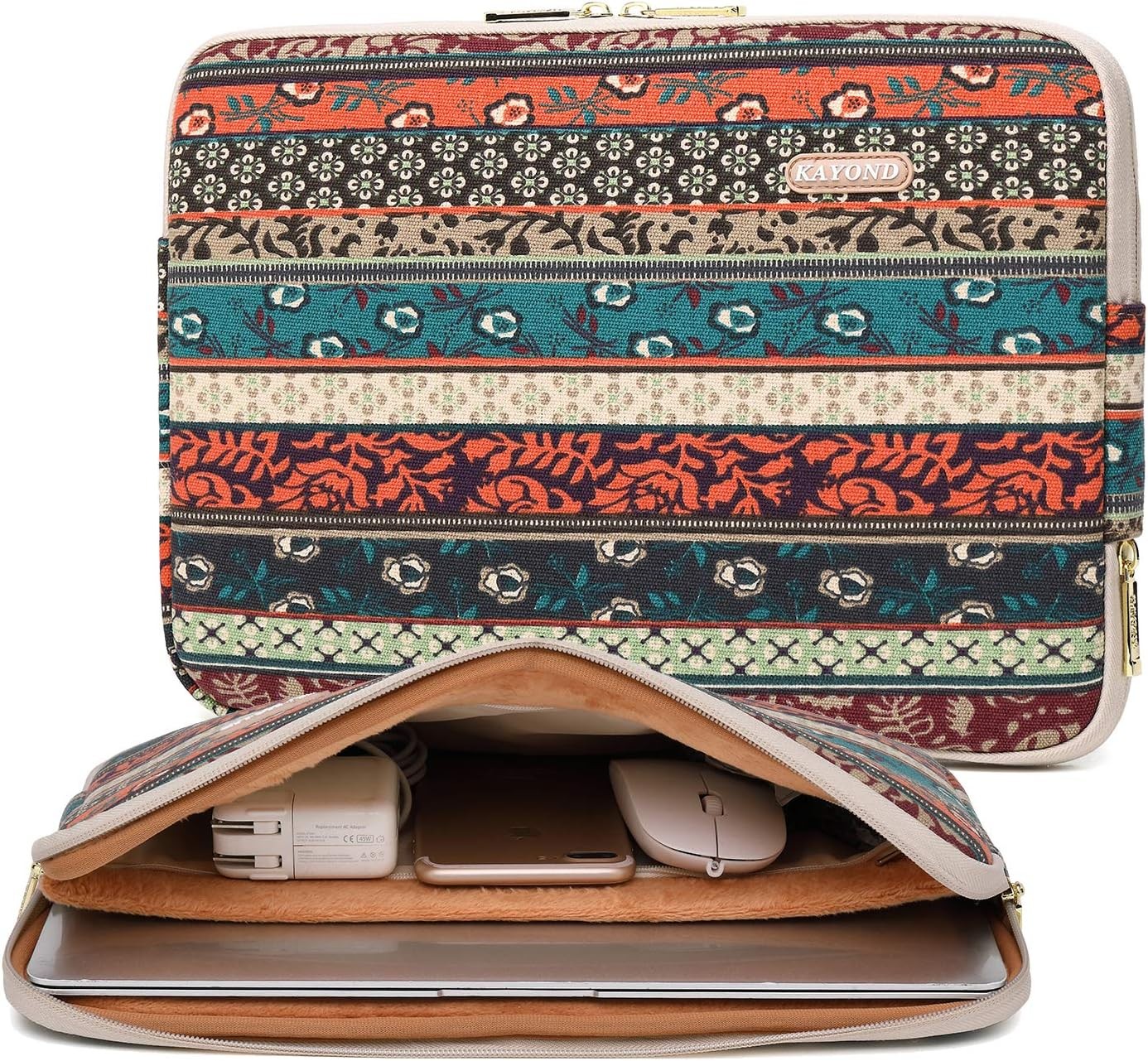 Water-Resistant Canvas 17 Inch Laptop Sleeve - Red Bohemia f