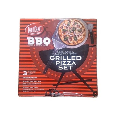 TableCraft BBQ Commercial Quality Ceramic Stainless Steel Grilled Pizza Set