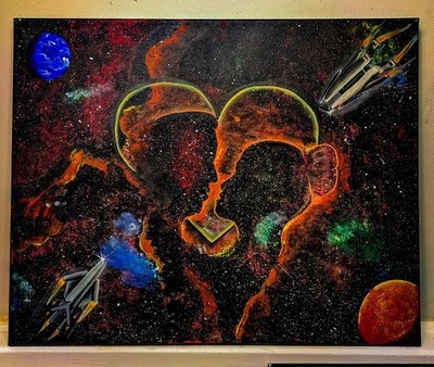 ''Meet Me in the Middle'' Original 16×20 Acrylic Painting by April Frame
