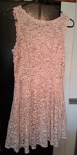 Lily Rose Womens M Pink Lace Fit-and-Flare Sleeveless Mini Dress