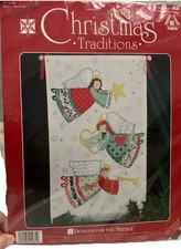 Christmas Traditions Needlepoint Kit 3 Musical Angels 11" x 14" 1961    