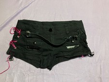 H&M Short Hotpants, Größe 38, schwarz Jeans/Lack, pink Schnürung, Band, Taschen