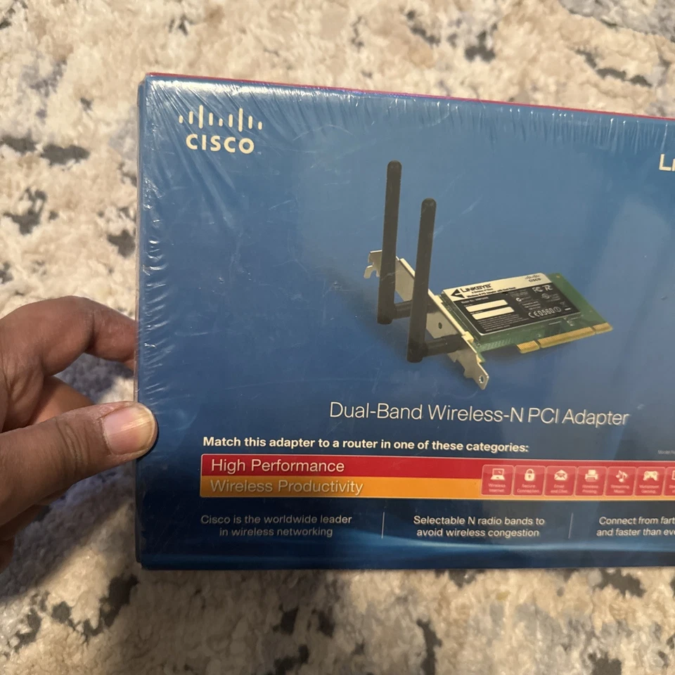 Linksys by Cisco Dual-Band Wireless-N PCI Adapter WMP600N Sealed New In Box - Image 3 of 4