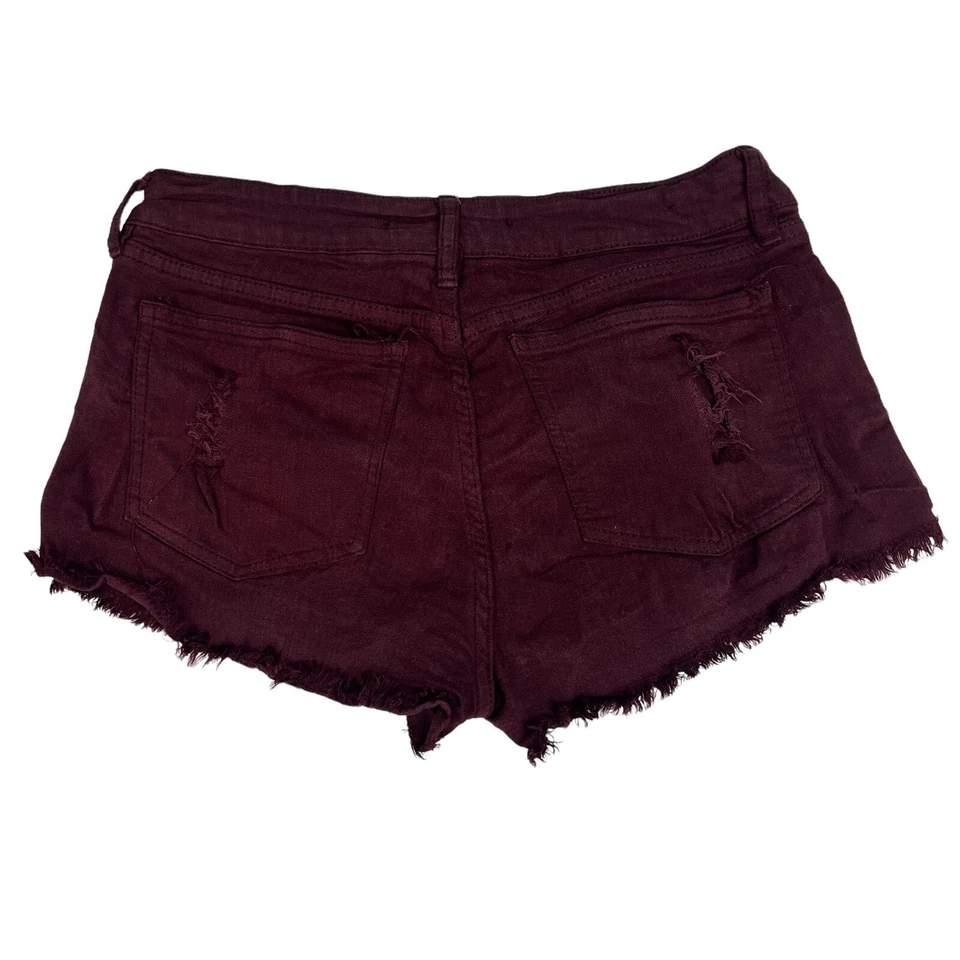 Angel Kiss Shorts Womens Size 9 Maroon Low Rise Stretch Distressed Short Shorts - Image 4 of 4