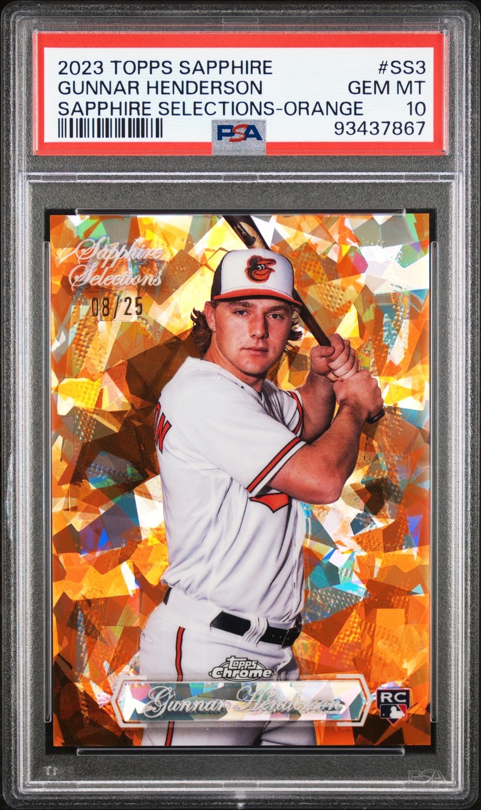 2023 TOPPS CHROME SAPPHIRE SAPPHIRE SELECTIONS #SS3 GUNNAR HENDERSON 8/25 PSA 10