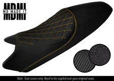 FITS DUCATI MONSTER 93-07 CUSTOM GRIP CARBON VINYL SEAT COVER DSG4 YELLOW STITCH
