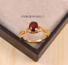Garnet Ring, 925 Sterling Silver, January Birthstone, Anniversary Ring, Gift Her