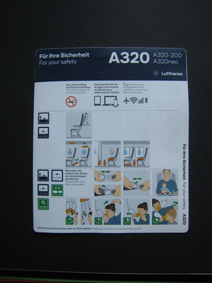 LUFTHANSA LH A320-200 A320neo SAFETY CARD Instructions  03.23   Rev. 02  V2 1