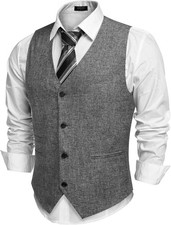 COOFANDY Men Casual Business Vests Lightweight Waistcoat Slim Fit Suit Vest