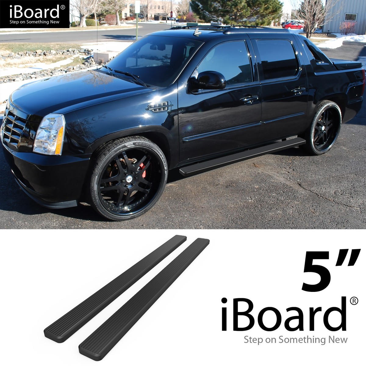 APS Running Board Side Step 5in Black Fit Cadillac Escalade EXT 02