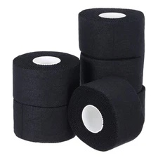 Athletic Sports Tape, Athletic Tape Easy Tear 1.5 in x 30 Ft, 6 Rolls, Black
