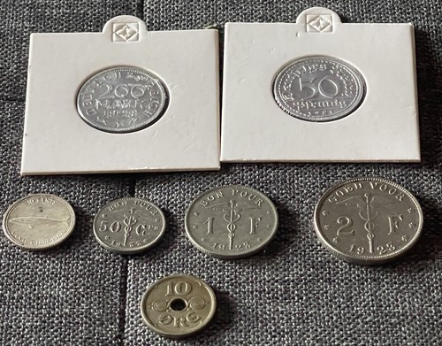 LOTTO 7 MONETE METÀ 1900 CON ARGENTO CANADA GERMANIA DANIMARCA BELGIO - Picture 16 of 17
