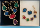 Vintage Kenneth Jay Lane for Avon Caprianti  Jewel Color Costume Jewelry Set KJL