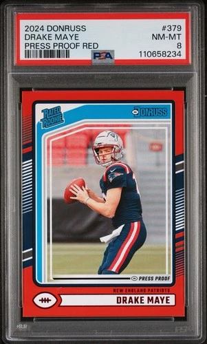 2024 Panini Donruss - Rated Rookie Drake Maye #379 Press Proof Red (RC) - PSA 8