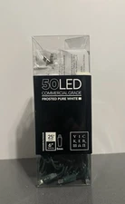 Vickerman 50 Frosted Pure White LED Green Wire 25’ w/ 6” Spacing