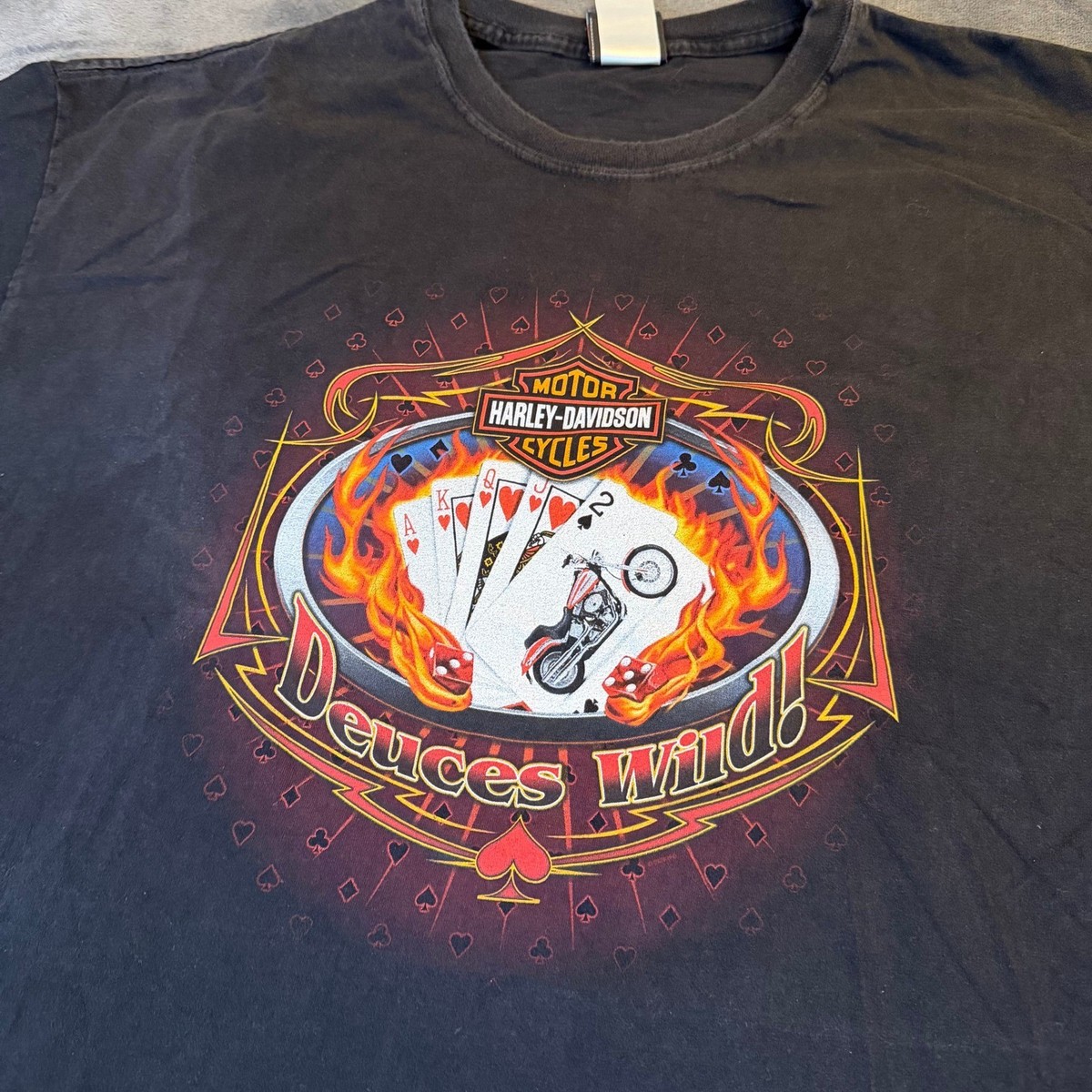 Harley Davidson Large Deuces Wild Graphic T Shirt Black Short Sleeve Mens XXL View 2