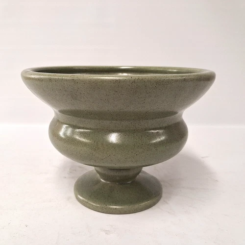 Vintage Haeger Pottery Pedestal Urn Vase Sage Green Speckled Art Pottery