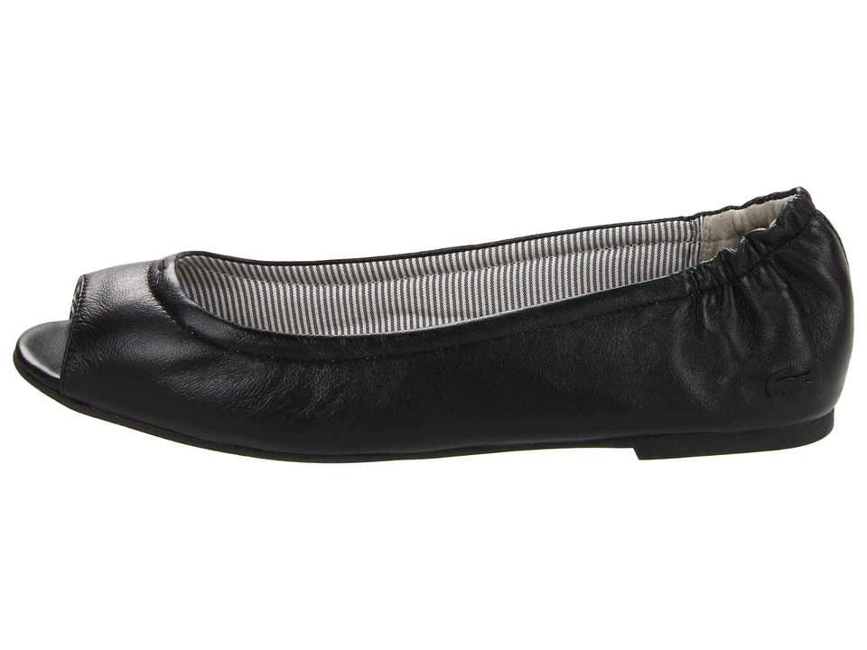 Mocassim de balé Lacoste Candale feminino couro elegante moda preto 5,5 - Imagem 3 de 4