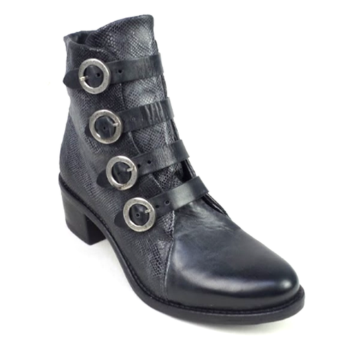 Miz Mooz Leather Buckle Ankle Boots 