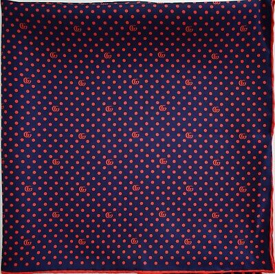 🆕️ Auth GUCCI G LOGO & POLKA DOT Printed 100% SILK Pocket Square  Handkerchief | eBay