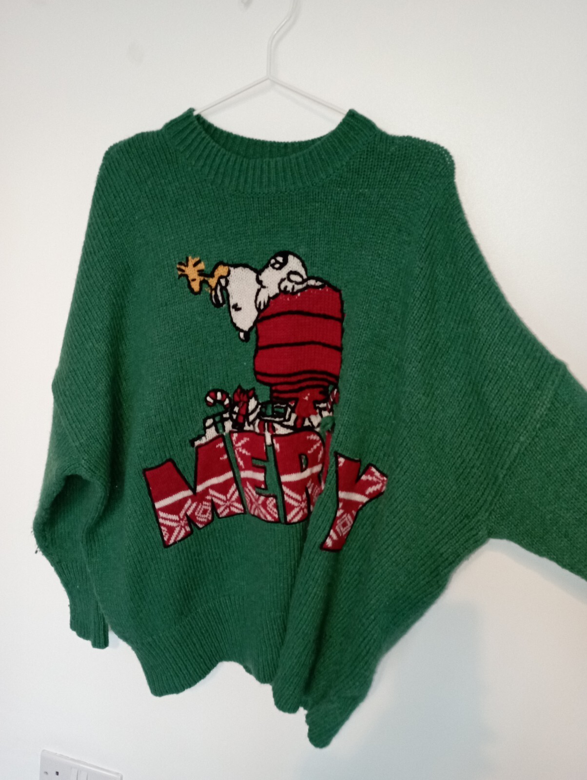 Rare ZARA Peanuts Knit SNOOPY Green Christmas Jumper … Gem