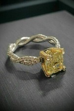 Yellow Cushion Shape With 2.8CT Citrine Engagement Ring For Women In 935 silver