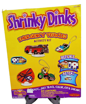 Vintage Shrinky Dinks Book Klutz Plastic Shrink Art 1999 Emergency Vehicles