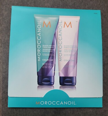 Moroccanoil BLONDE PERFECTING Purple Shampoo & Conditioner  Pack ~0.35oz/10ml ea
