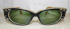 VTG 1950s Frame France Womens Sunglasses 46/20 Prescription Rhinestones Black