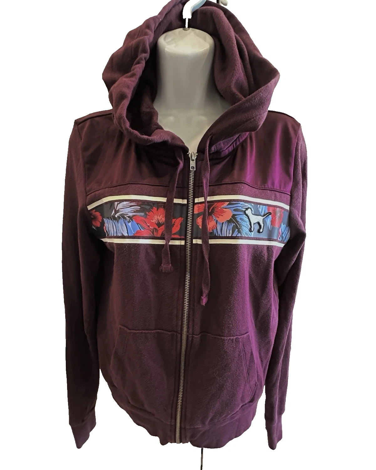 UNDERCOVER Felpa con cappuccio e zip intera Victoria Secret ROSA Maroon Hawaiian Prink taglia small