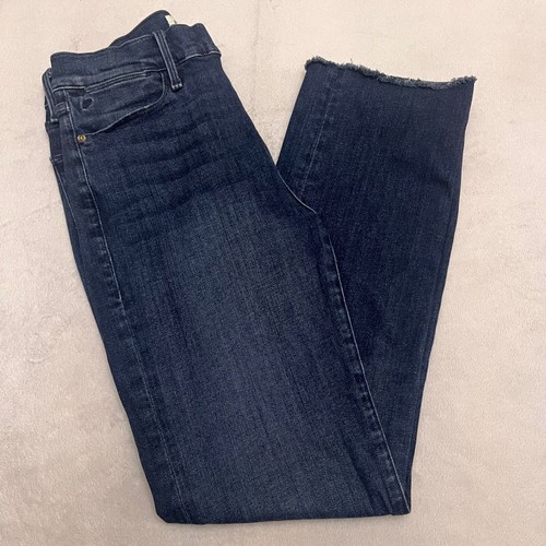 Pantalones de mezclilla para mujer FRAME Le High rectos azul elástico dobladillo crudo talla 27 - Imagen 9 de 9