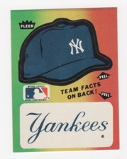 1983 FLEER BASEBALL TEAM HAT & NAME LOGO STICKER NEW YORK YANKEES