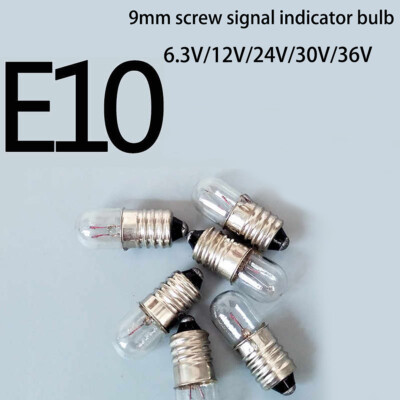 E10 Instrument Signal Indicator Warning Screw Bulb Lamp 6.3/12/24/30V 1.5/2/3/5W